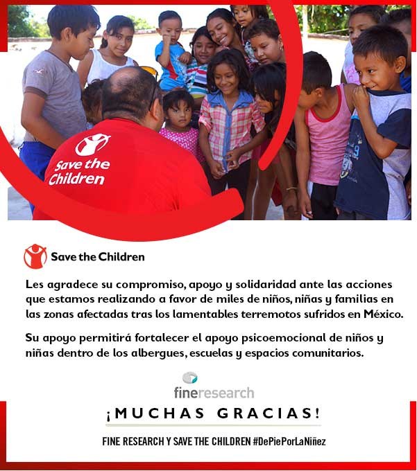 #Standing for Childhood. A FINE lança uma iniciativa para apoiar os esforços da Save The Children após o terremoto no México.